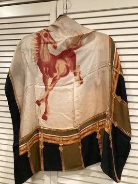 VTG equestrian themed Pure silk scarf